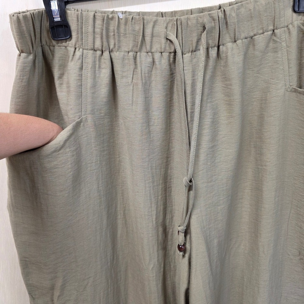 Baltic Born Sage Green Linen Blend Wide Leg Crop Pants 1XL New - Picture 8 of 16